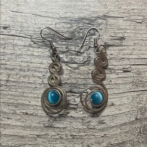Silver and Blue Swirl Earrings